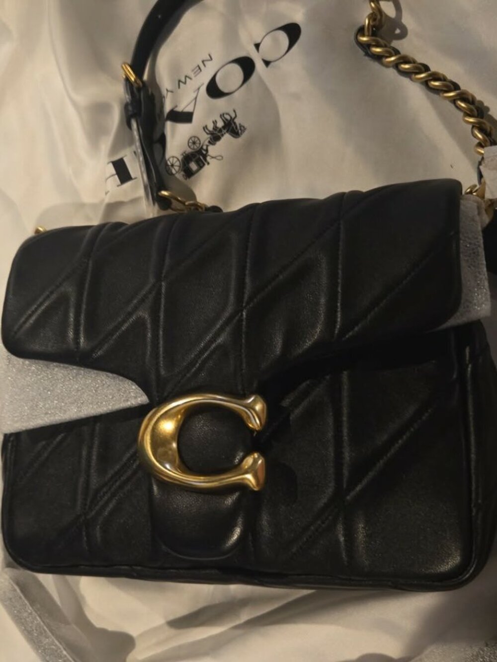 NWT New Authentic Coach Times Square Tabby Shoulder Bag With Quilting - Black